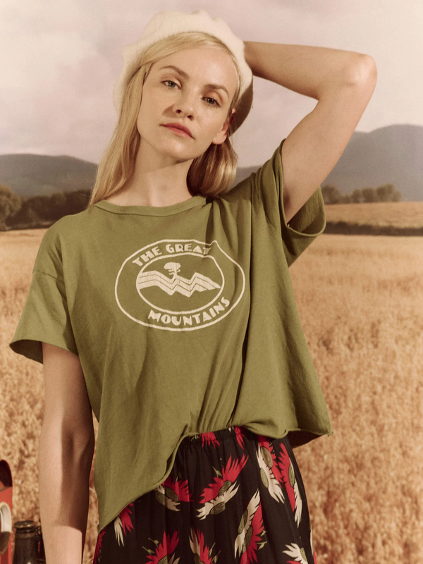 The Great - Crop Tee Vintage Army mountain
