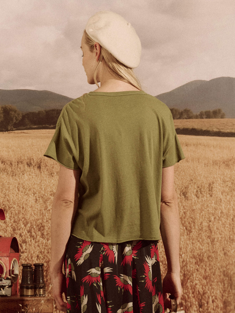 The Great - Crop Tee Vintage Army mountain