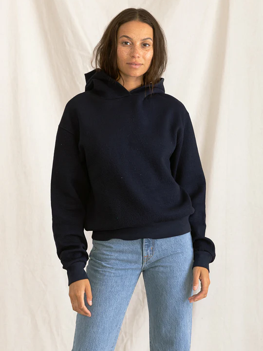 Perfectwhitetee - Paige Quilted Hoodie - Navy