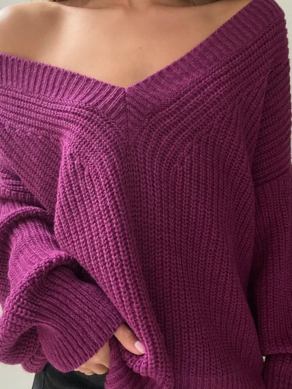 Charli London - Petra V Neck Sweater - Magenta