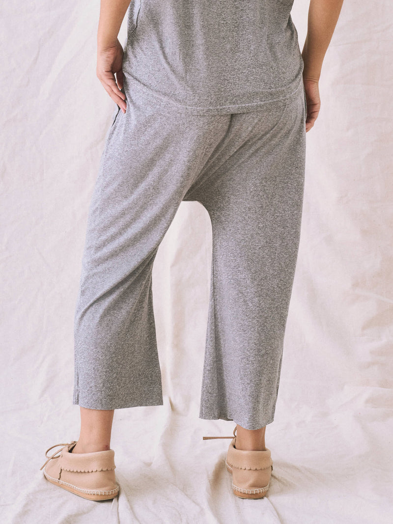 The Great - The Jersey Crop Pant - Heather Grey