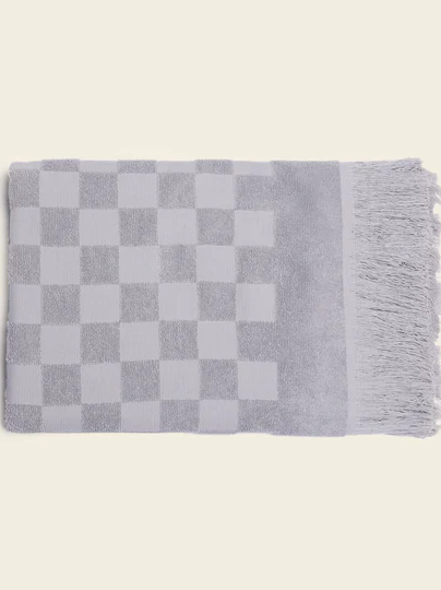 Happy Place - Poolside Plush Checkered Beach Towel