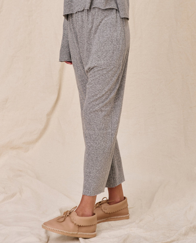 The Great - The Jersey Crop Pant - Heather Grey
