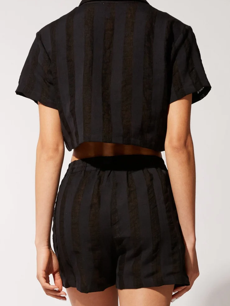 Solid and Striped - Cropped Cabana Shirt - Blackout