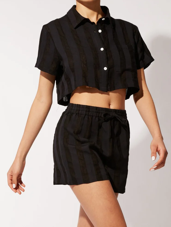 Solid and Striped - Cropped Cabana Shirt - Blackout